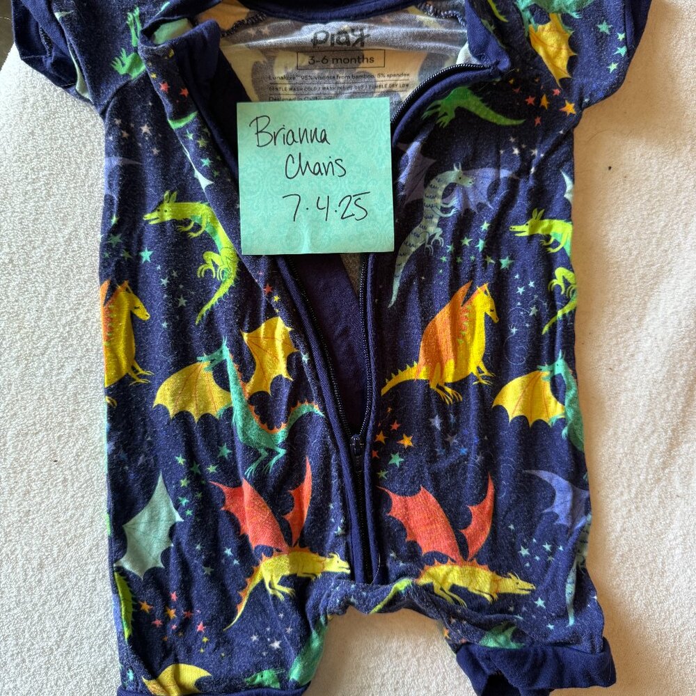 Little Sleepies Dragon Galazy Shorty 3-6 Months